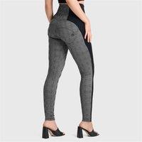 Freddy Women's WR.UP Mosaic Weave Fashion Super High Waisted Full Length Trousers in Grey | Size: XS