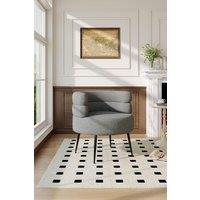 Grey Curved Upholstered Single Sofa Accent Chair