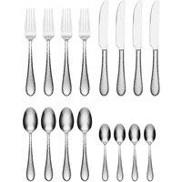 Tibet Hammered 16 Piece Culterly Set, Stainless Steel, Rust Resistant, Dishwasher Safe