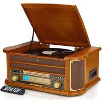 Denver Vintage Retro Bluetooth CD Cassette Record Player FM & USB HiFi System in Brown