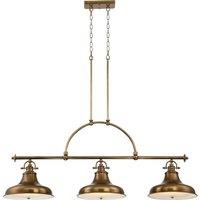 Netlighting Emery 3 Light Pendant Bar Chandelier Light Weathered Brass E27 in Yellow