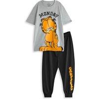 Garfield Men's Short Sleeve Long Leg Pyjama Set | Grey | Official in Black | Size: Medium