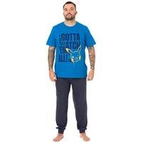 Pokemon Men's Short Sleeve Long Leg Pyjama Set | Blue | Official | Size: Small