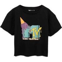 MTV Women's Cropped Short Sleeved T-Shirt | Black | Official Merch | Size: Small