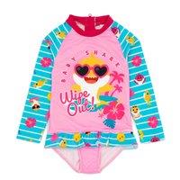 Baby Shark Girl's 1 Piece Surf Suit | Pink | Official Merch | Size: 4-5 Years