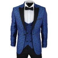TruClothing Men's Paisley Tuxedo Blazer Waistcoat Jacket in Blue | Size: 42R