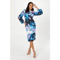 Coast Women's Floral Print Long Sleeve Midi Wedding Guest Dress | Size: 8