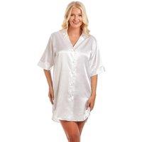 Lady Olga Women's British Made Satin Short Sleeved Nightshirt in Ivory | Size: 14-16