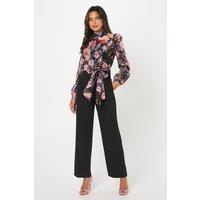 Blouson Sleeve Pintuck Detail Wide Leg Wedding Guest Jumpsuit