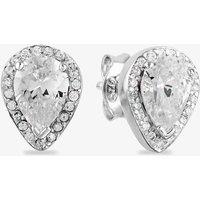 Starbright Women's Silver Pear-Cut Cubic Zirconia Halo Stud Earrings THB-01E (3A)
