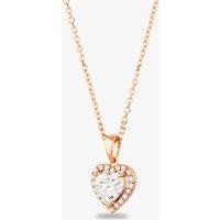 Starbright Women's Rose Heart-cut Cubic Zirconia Halo Pendant THB-03P 3A RSP in Rose Gold | Size: 18 inches