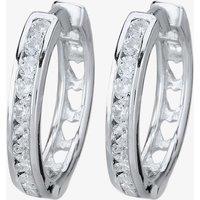 Starbright Women's Silver Large Cubic Zirconia Cut-Out Heart Huggie Earrings E3042(2M) 3A