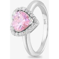 Starbright Women's Sterling Silver Heart Shaped Cubic Zirconia Halo Ring THB-03R PK-56 | Size: 58 (Q 1/4)