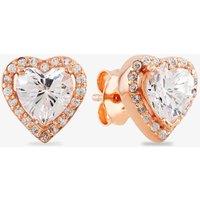 Starbright Women's Rose Heart-cut Cubic Zirconia Halo Stud Earrings THB-03E (3A) RGP in Rose Gold