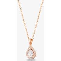 Starbright Women's Rose Pear-cut Cubic Zirconia Halo Pendant THB-01P 3A RGP in Rose Gold | Size: 18 inches