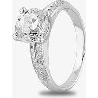 Starbright Women's Silver Four Claw Round Cubic Zirconia Double Shouldered Ring R6154 3A (56) | Size: 56 (O 1/2)
