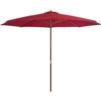 Berkfield Home Outdoor Parasol with Wooden Pole 350 cm Burgundy in Red