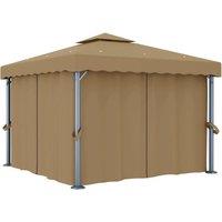 Berkfield Home Gazebo with Curtain 3x3 m Taupe Aluminium in Beige