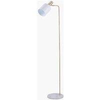 Ruma Tall Minimalist White Floor Lamp with Marble Foot & Gold Detail