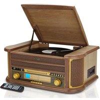 Denver Vintage Retro Bluetooth CD Cassette Record Player FM & USB HiFi System in Light Brown
