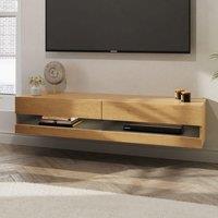 GFW Leon 180cm Wall TV Unit with LED in Light Oak