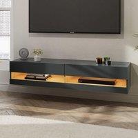 GFW Leon 180cm Wall TV Unit with LED in Dark Grey