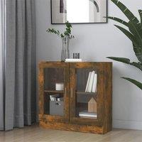 Berkfield Home Vitrine Cabinet Smoked Oak 82.5x30.5x80 cm Engineered Wood in Brown