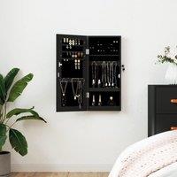 Berkfield Home Mirror Jewellery Cabinet Wall Mounted Black 30x8.5x67 cm