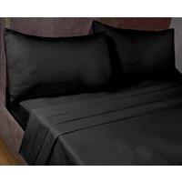 Rapport Home SleepND Percale 180 Thread Count Polycotton Plain Base Sheet in Black | Size: Super King