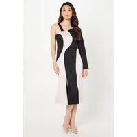 Mono Satin Midi Wedding Guest Dress
