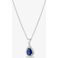 Starbright Women's Sterling Silver Pear Shaped Cubic Zirconia Halo Pendant Necklace THB-01P SAP