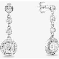 Starbright Women's Silver Round Cubic Zirconia Halo Dropper Earrings THB-05E (3A)