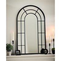 Dibor Classic Black Tall Rounded Decorative Indoor Bedroom, Bathroom, Hallway, Arch Mirror H107cm x 65cm | Size: Large