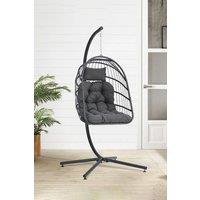 Woven Hanging Chair with Stand and Cushion