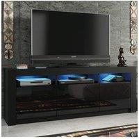 Creative Furniture Shine TV Unit 160cm - A Bright & Stylish Cabinet with Gloss Doors & LED Lights in Black