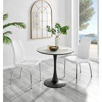FurnitureboxUK Elina White Marble Effect Scratch Resistant Dining Table & 2 Isco Faux Leather Chairs