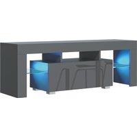 Mex Furniture LTD TV Unit with LED Lighting & Gloss Doors / 130cm in Dark Grey