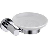 Nes Home Round Style Brass Wall Mounted Round Bathroom Ceramic Soap Dish Chrome in Silver