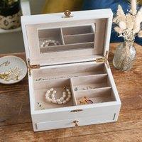 Lisa Angel Women's White Embroidered Jewellery Box