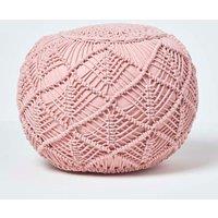 Homescapes Macrame Knitted Pouffe 40 x 50 cm in Pink