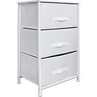 Clarisworld 3 Drawers Storage Tower Dresser - Wood Top, Sturdy Steel Frame, Organizer Unit for Bedroom, Hallway, Entryway, Closets - Laminated Fabric