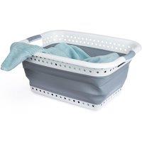 LIVIVO Collapsible Laundry Basket 58L Foldable Washing Basket Grey with Handles Space Saving Laundry Hamper