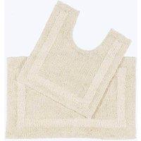 Homescapes Luxury Bath Mat Set Reversible 1600GSM 100% Cotton 2 Pc w. Pedestal Mat in Cream