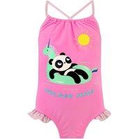 Harry Bear Girl's Holiday Mode Panda Swimsuit in Pink | Size: 4-5 Years