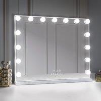 VANITII GLOBAL Hollywood Vanity Make Up Mirror with Lights 15 LED Standing Mirror Wall 58x46cm in White | Size: 58x46 cm