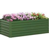 OUTSUNNY Galvanised Steel Outdoor Raised Bed w/ Reinforced Rods in Green