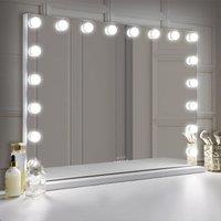 VANITII GLOBAL Hollywood Vanity Make Up Mirror with Lights 18 LED Tabletop Wall 80x58cm in White | Size: 80x58 cm