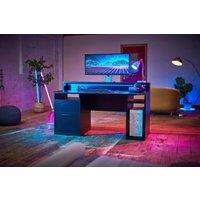 Rest Relax Warrior Gaming Desk in White with LED Lights in Black