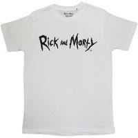 Rick & Morty Men's Monochrome Logo T-Shirt in White | Size: Small