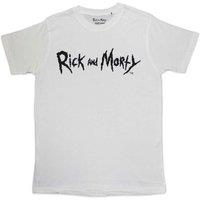 Rick & Morty Men's Monochrome Logo T-Shirt in White | Size: Large